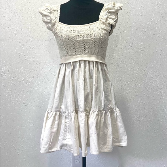 En Saison Collette Cream crochet ruffle Mini Sundress S - Picture 10 of 12